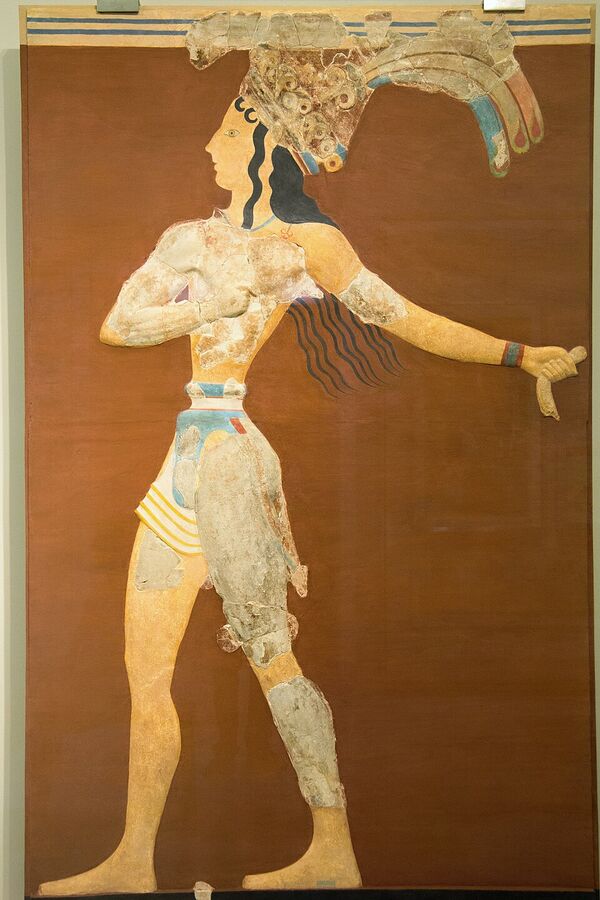 Minoan culture, fresco "The Priest-King" ("Prince of the Lilies"), Knossos, c. 1550 BC