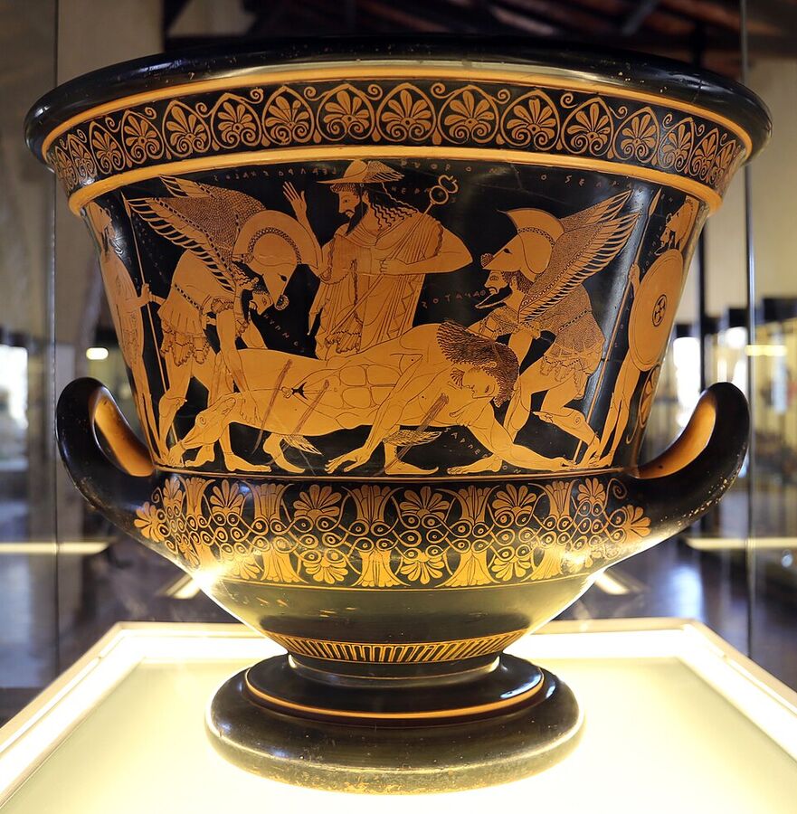 Euphronios, krater "The Death of Sarpedon" (red-figure vase painting), c. 515 BC