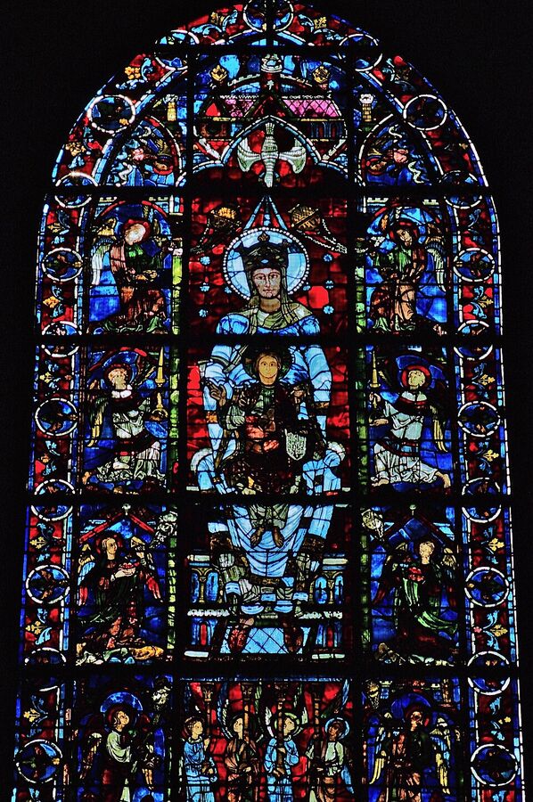 Chartres Cathedral, stained-glass window "Notre-Dame de la Belle-Verrière" (Our Lady of the Beautiful Window), c. 1180