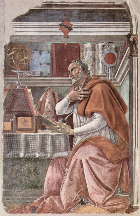 Botticelli, "Saint Augustine in His Study" (c. 1480), Florence — the Christian recasting of ancient reason