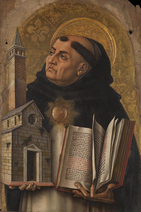 Carlo Crivelli, "St. Thomas Aquinas" (1476), London — the summit of the scholastic cathedral of thought
