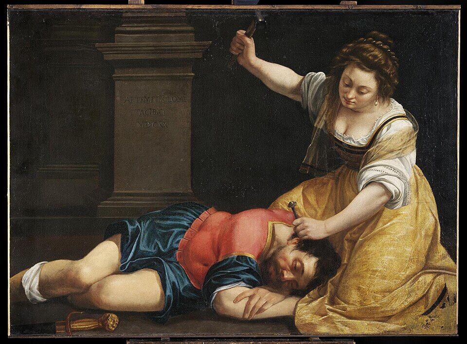 Artemisia Gentileschi, "Jael and Sisera" (1620). The people are saved not by a king or an army but by a woman with a tent peg and a mallet: in the age of the judges God makes a deliverer of anyone at all, only never the mighty of this world.